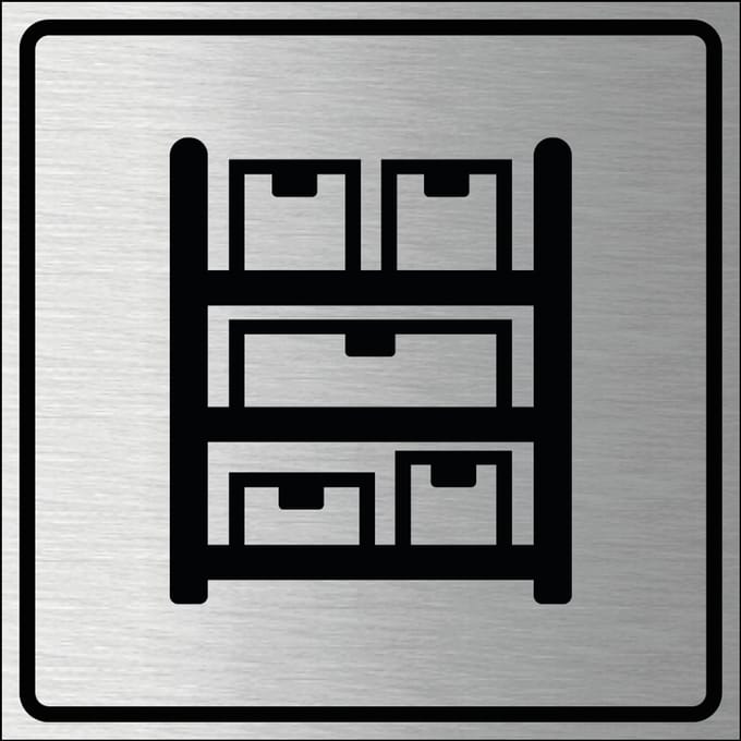 Voorraadkast bordje, geborsteld aluminium 100 x 100 mm