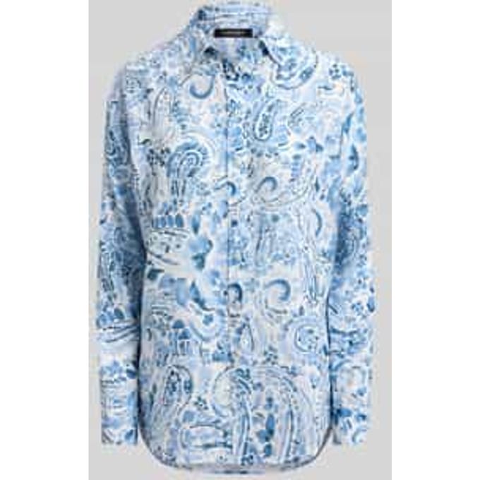 relaxed fit linnen blouse van puur linnen met all-over motief