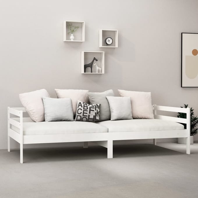 vidaXL - Slaapbank - met - matras - massief - grenenhout - wit - 90x200 - cm