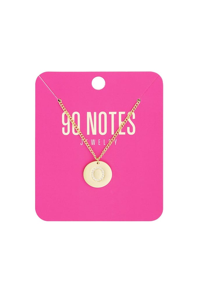 90 NOTES - Initial Strass Ketting - Letter O - goudkleurig