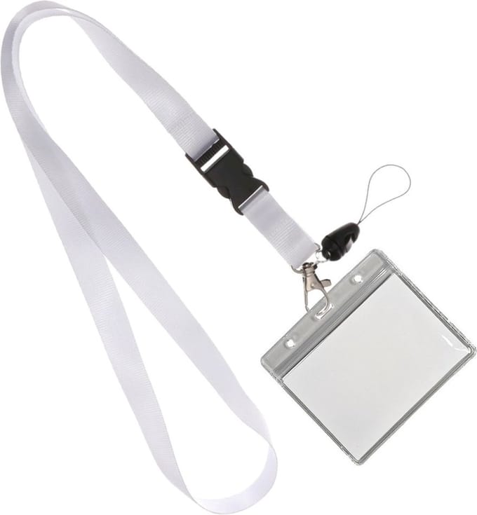 Wit Keycord + Badgehouder Plastic XL - Sleutelkoord - Badgehouder - 51cm - 20mm - Wit