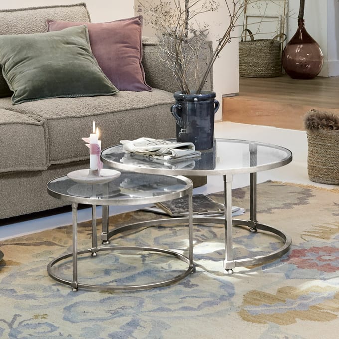 LOBERON Salontafel set van 2 Kabala zilverkleurig
