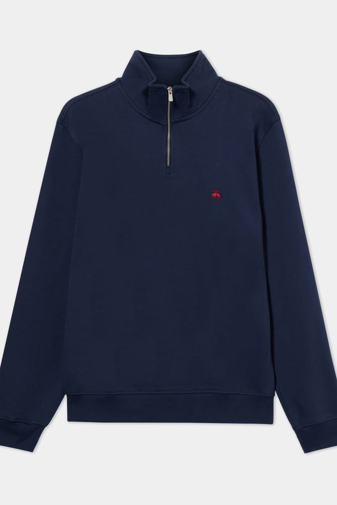 Brooks Brothers Plain Half-zip Sweatshirt Cotton Navy Größe: M | Pullover Outlet | Herren | Blau