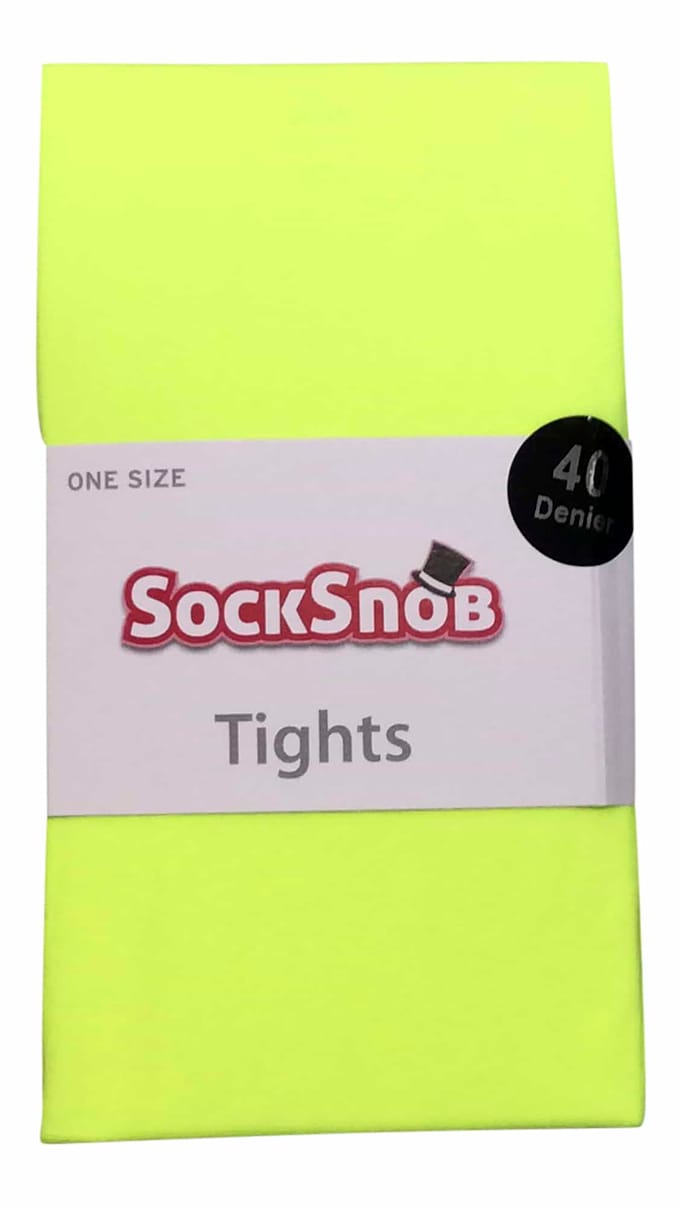 Dames 40 denier nieuwigheid kleurrijke neon panty's - Neon Geel
