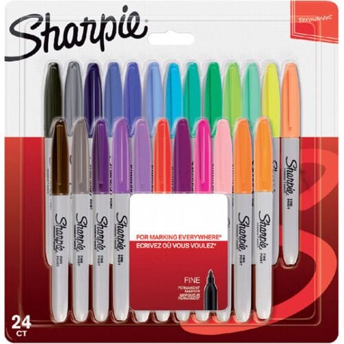 Sharpie Permanent Markers | Fine Point | Assorted Colours | 24 Count