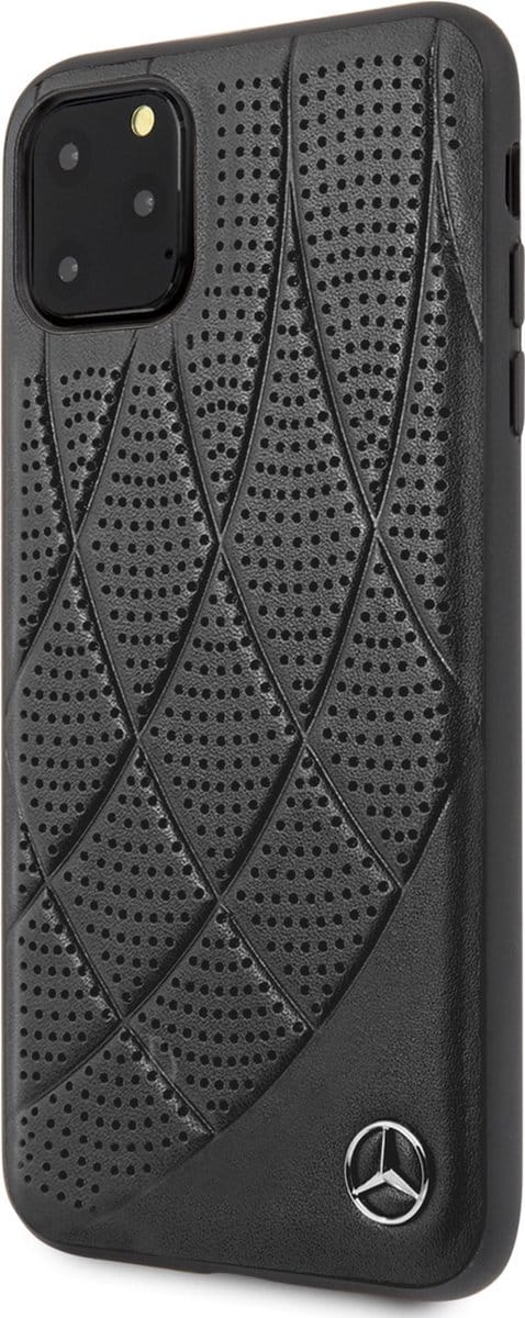 iPhone 11 Pro Max Backcase hoesje - Mercedes-Benz - Effen Zwart - Leer