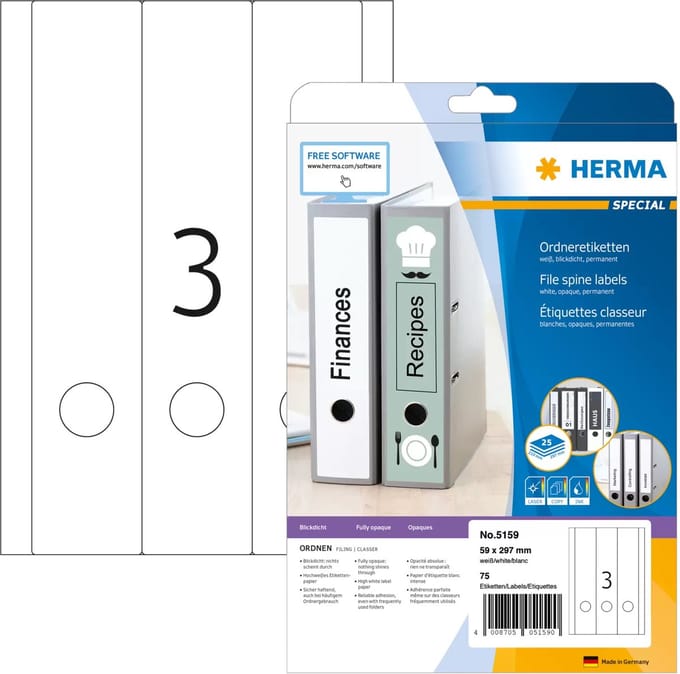 Herma File labels white 59x297 SuperPrint 75 pcs.