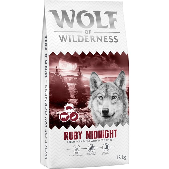 Wolf of Wilderness "Ruby Midnight" Rund & Konijn - graanvrij - 12 kg Nieuw Recept