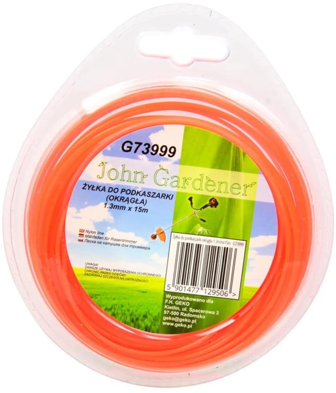 John Gardener Nylon lijn - 1.3mm x 15m - Rood - Rond - Hittebestendig