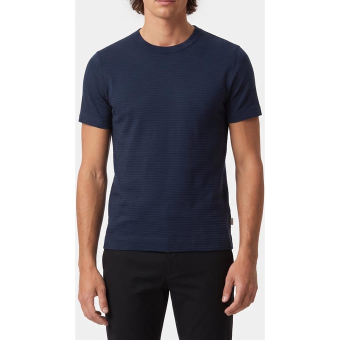 Calvin Klein Ss Textured Stripe Crew Dark Sapphire Taglia: L | Magliette basic Outlet | Uomo | Blu