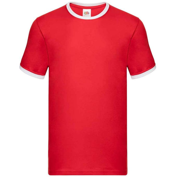 Fruit of the Loom Heren Ringer Contrast T-shirt (Rood/Wit)