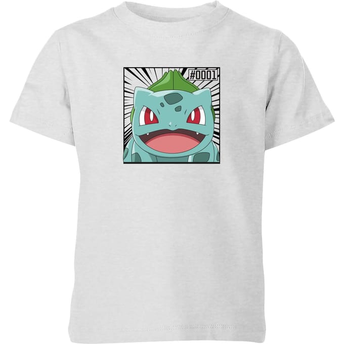 Pokémon Pokédex Bulbasaur #0001 Kids' T-Shirt - Grey - 98/104 (3-4 jaar)