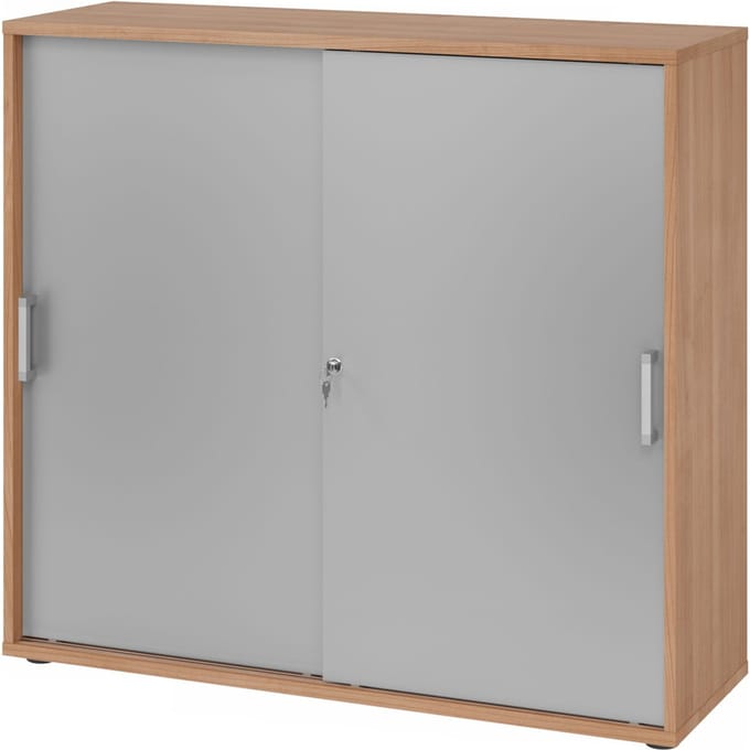 BETA 1753S | Schuifdeurkast | 3 OH - Walnoot/Zilver Chrome metaal handgreep