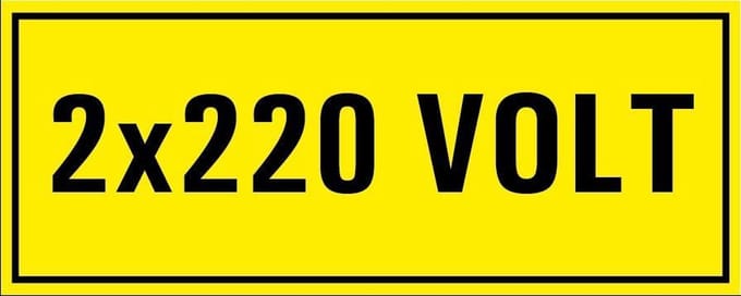 2 x 220 volt sticker 250 x 100 mm