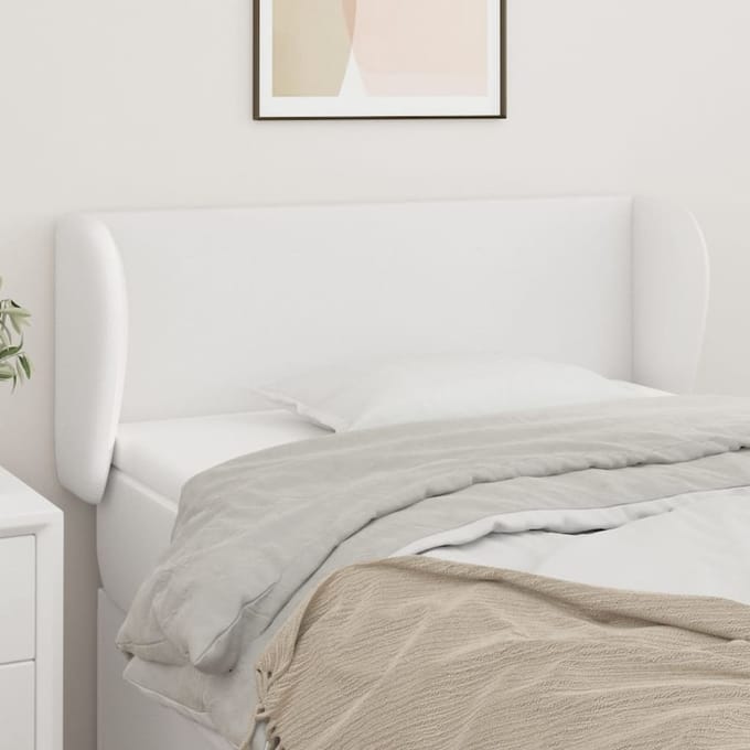 vidaXL - Hoofdbord - met - randen - 103x23x78/88 - cm - kunstleer - wit
