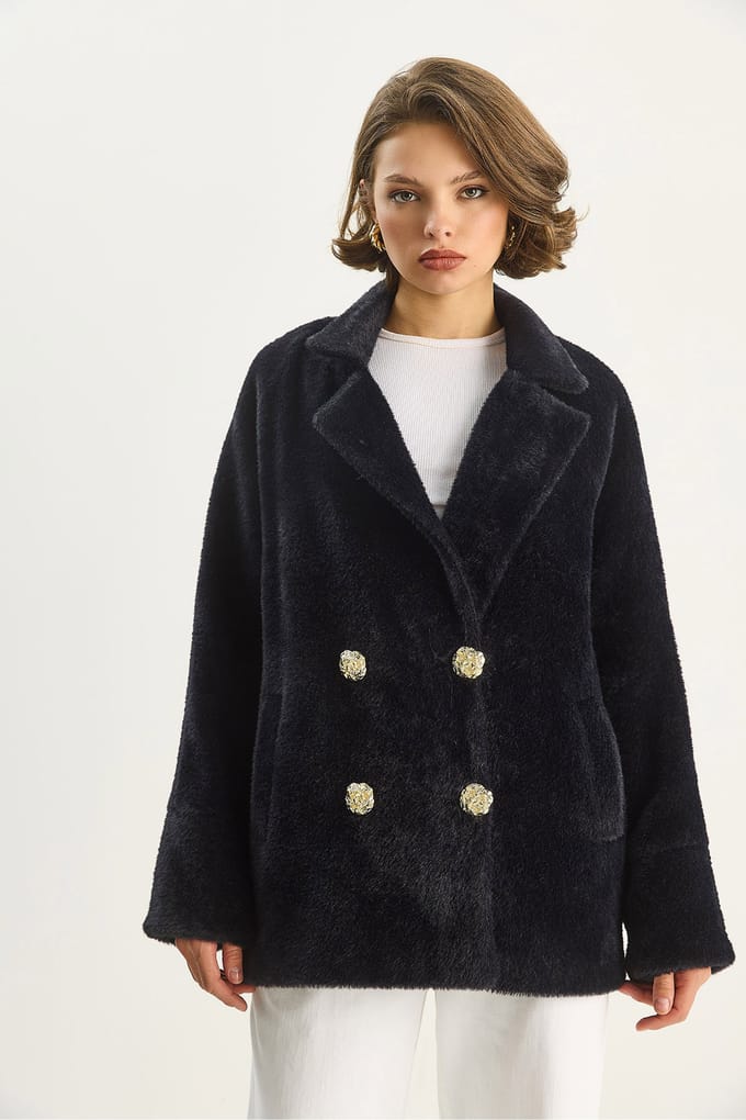 Oversized Textured Pluche Jas