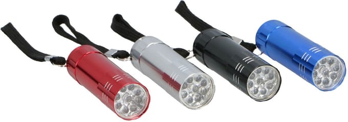 Gekleurde Aluminium Zaklamp - 9Led