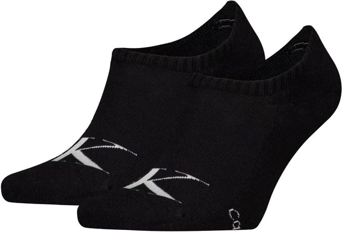 Calvin Klein Jeans Heren Footies 2-Pack Monogram Zwart