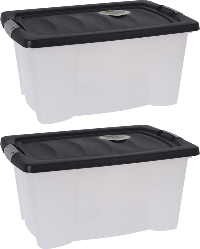 Storage Solutions Opbergdozen/organizers met deksel 2x stuks - kunststof - 13L