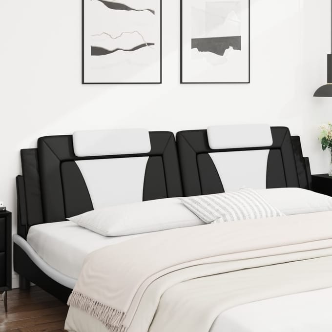 vidaXL Hoofdbordkussen "Viana" 193 cm kunstleer zwart en wit