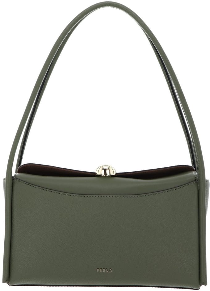 FURLA Leren schoudertas Nicole Boston Bag Avocado groen