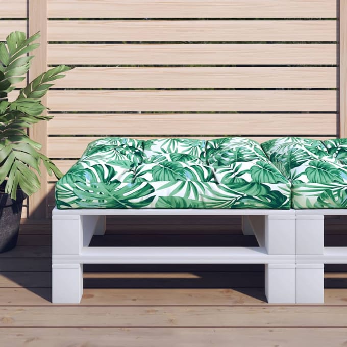 vidaXL - Palletkussen - bladpatroon - 80x80x12 - cm - stof