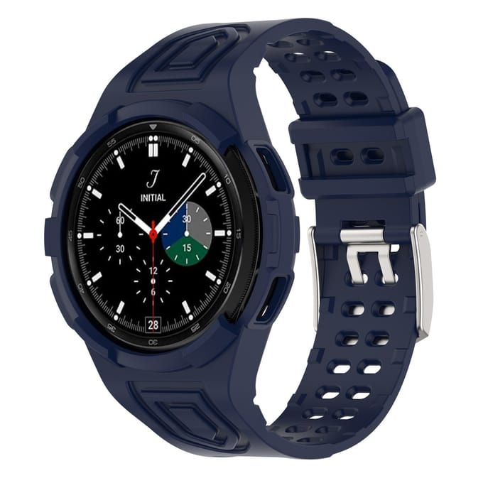 Samsung Galaxy Watch 4 Classic 46mm siliconen bandje met frame (donkerblauw)