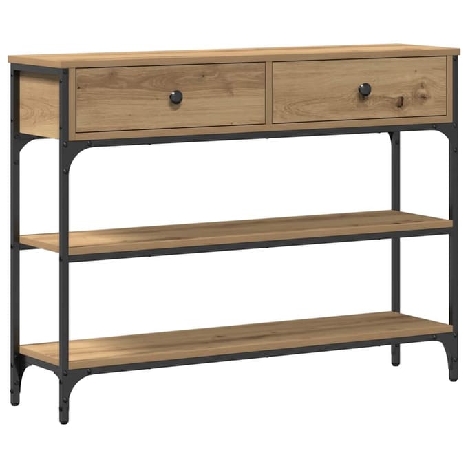 vidaXL - Wandtafel - Artisan - Eiken - 100 - x - 25 - x - 75 - cm - Bewerkt - hout