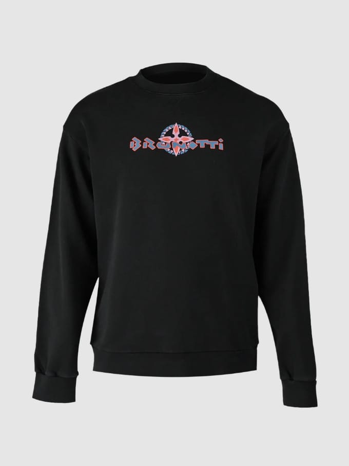 Brunotti - ReWind Heren Sweater Pirate Black - 100% Katoen - Relaxed Fit - M