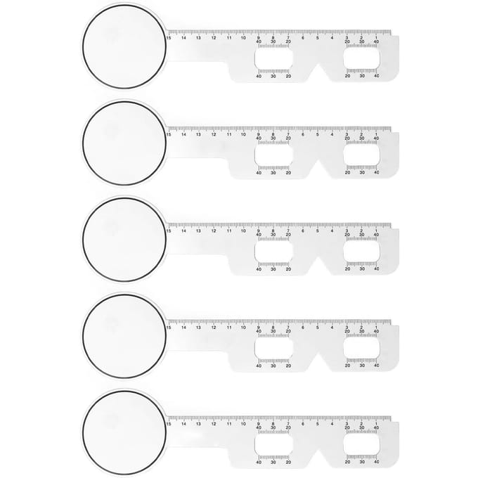 5 Stuks PD Lineaal Pupilafstand Meter Pupillometer Plastic PD Meetliniaal voor Oog white