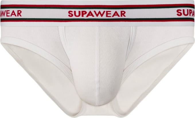 SUPAWEAR Ribbed Varsity Brief White - MAAT M - Heren Ondergoed - Slip voor Man - Mannen Brief