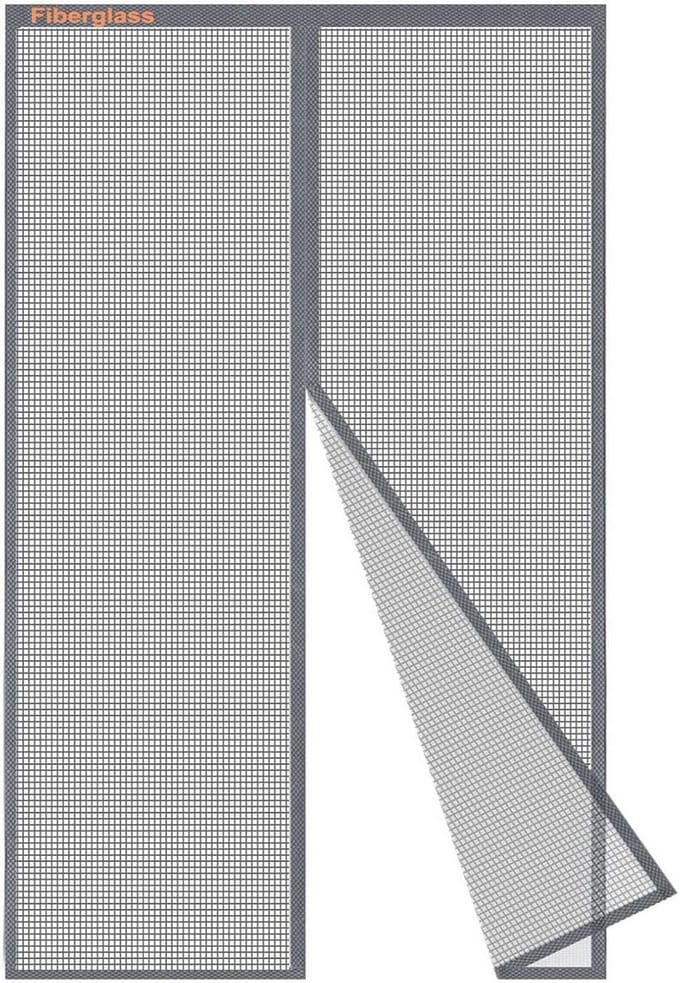 Deurhor Magnetisch 90x230 cm Glasvezel Grijs met Automatische Sluiting