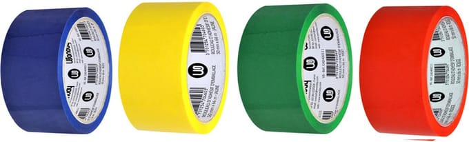 4 x gekleurd verpakkingstape - PP - 50mm x 66m - assorti