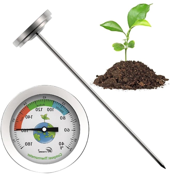 Bodemthermometer Tuin - Grondmeter - Bodemmeting - Roestvrij staal - 20 cm diep - Zilver