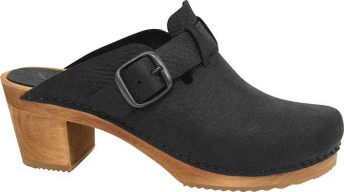 Sanita Clogs Damesklomp open Wood-Malulo Square Open Zwart