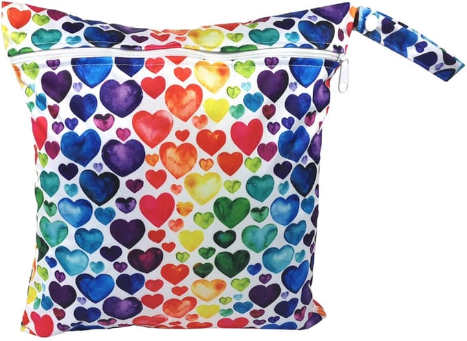 Strandtas met ritssluiting – Waterdichte strandtas – Luiertas – 28x30 cm –Kleurrijk hart