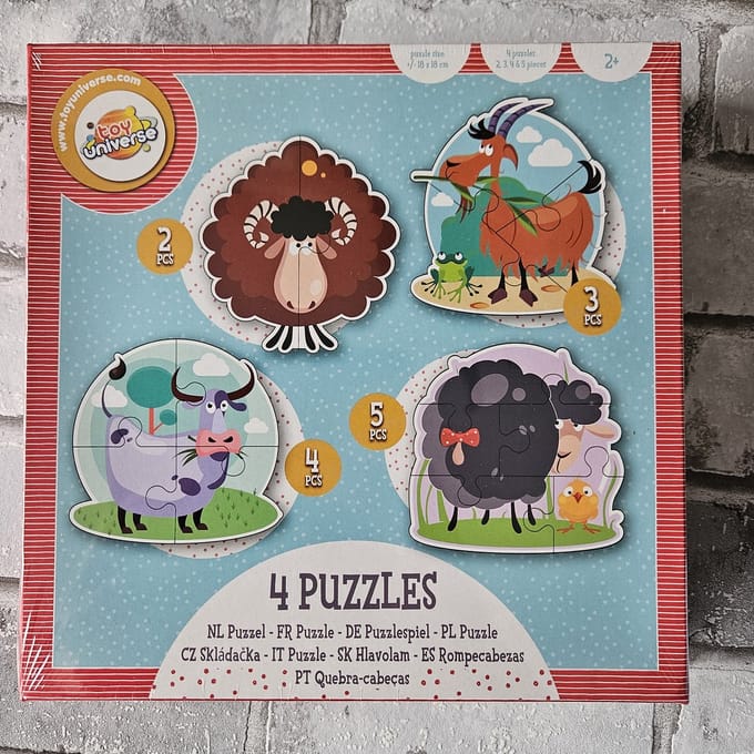 Kinder leg puzzel, gevormde puzzel, 2 3 4 en 5 stukjes, Boerderij dieren