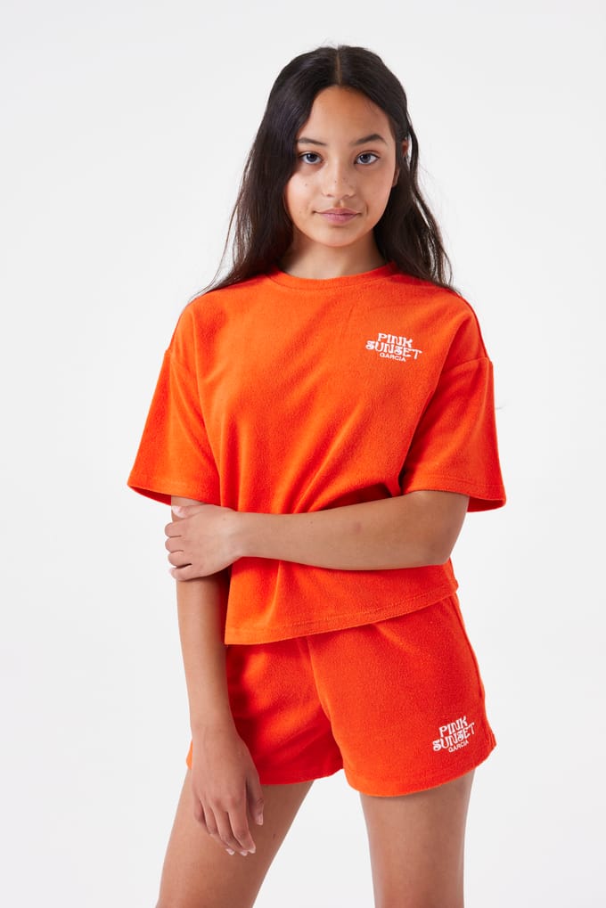 GARCIA Meisjes Tekst Print Shorts Oranje