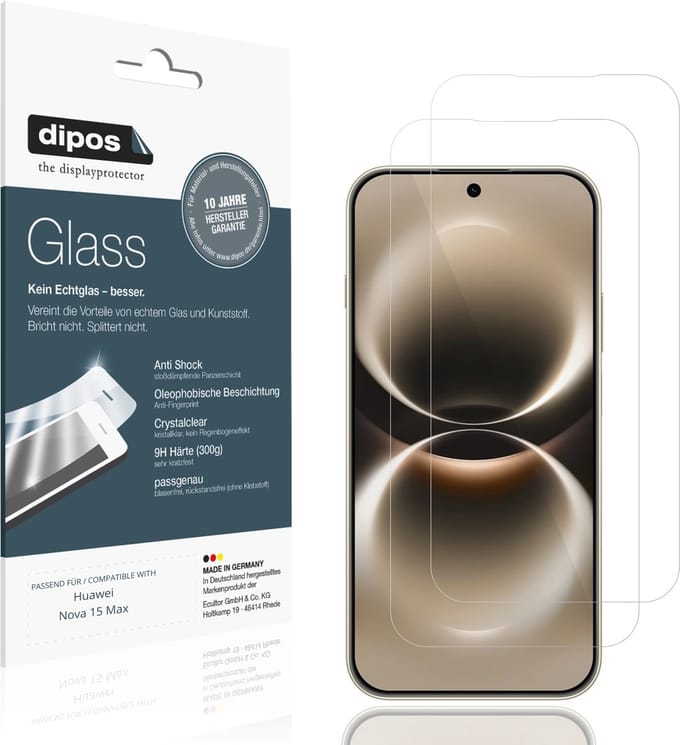 dipos – 2x Pantserfolie geschikt voor Huawei Nova 15 Max | 9H Screenprotector