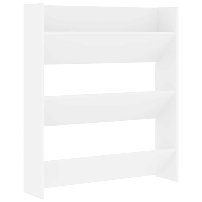 vidaXL - Wandschoenenkast - 80x18x90 - cm - bewerkt - hout - wit