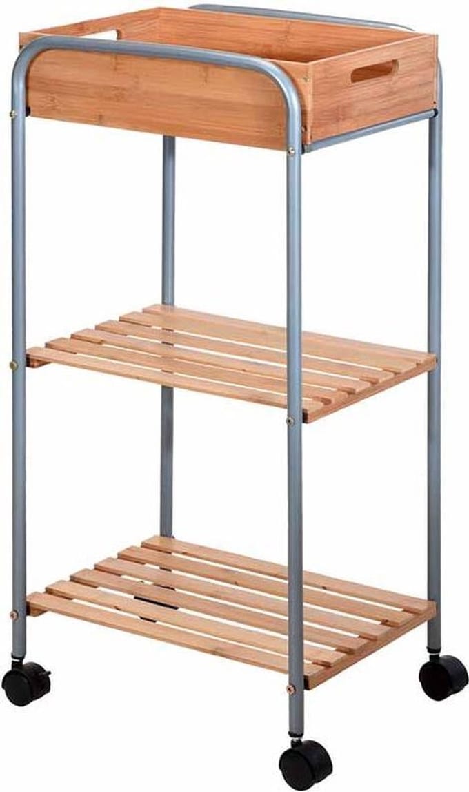 Bamboe Badkamer Organizer Trolley - 78cm - Bamboe