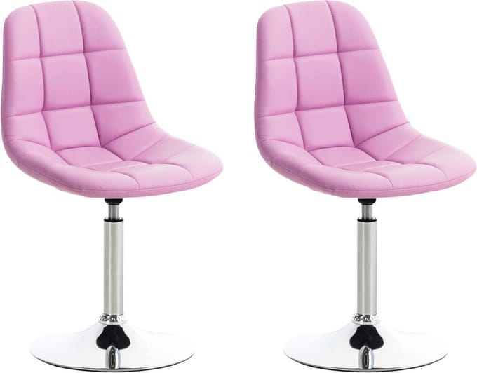 CLP Emil Set van 2 eetkamerstoelen - Kunstleer roze