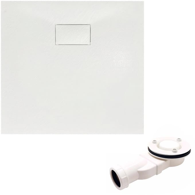 Bad Land VIDAR douchebak - vierkant - 80 x 80 x 3,2 cm - wit - met afvoerset