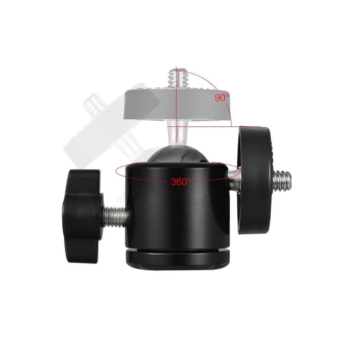 360 Graden Roterende Zwenkbare Mini Statief Balhoofd met 1/4  Schroef 2pcs zwart