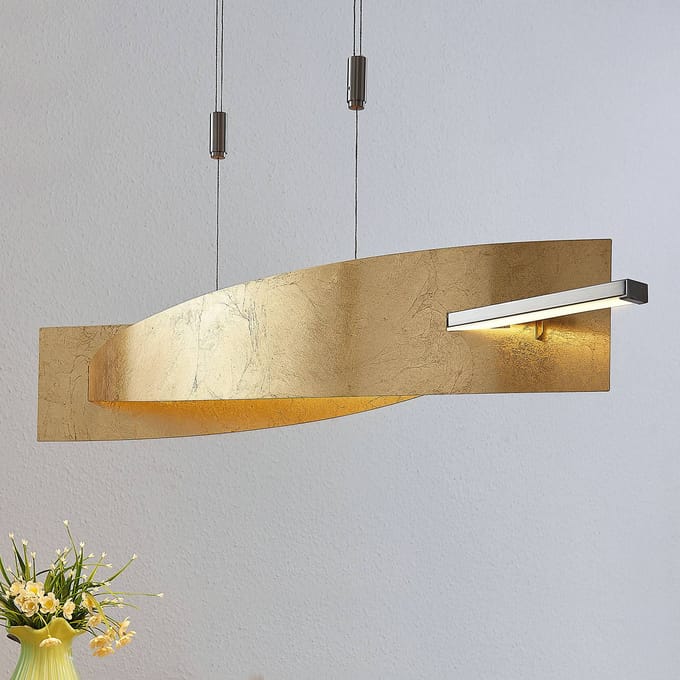 Lucande LED hanglamp Marija, 101 cm, goudkleurig, dimbaar