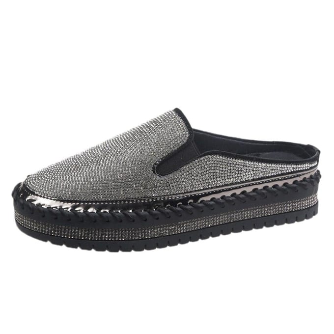 Espadrilles en cristal pour femmes, chaussures à plateforme respirantes et décontractées, mocassins plats pour dames 42