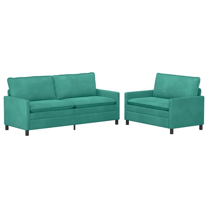 vidaXL - Bankstel - 2 - st - Turquoise - Fluweel