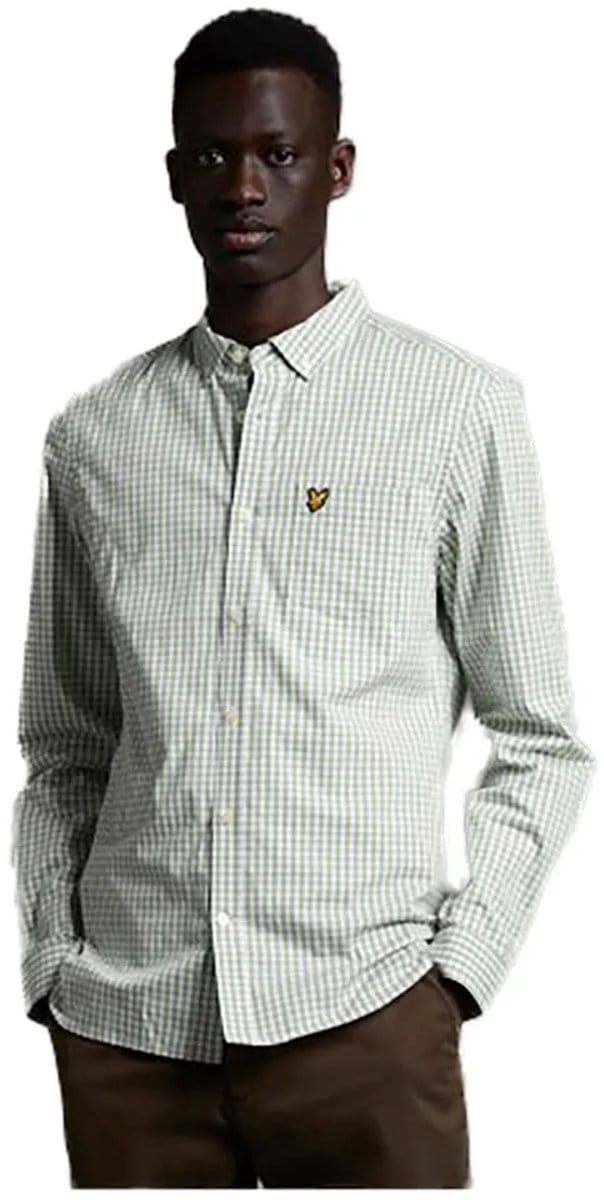 Lyle & Scott Slim fit gingham shirt - fern green white