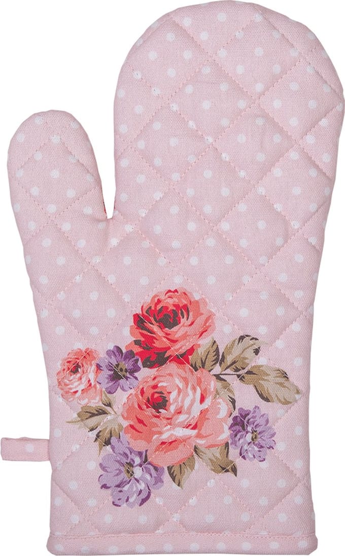 Clayre & Eef Ovenwant 18x30 cm Roze Paars Katoen Rozen