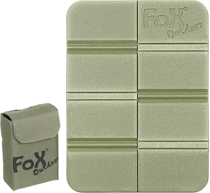 MFH Fox Outdoor - Thermisch zitkussen - Opvouwbaar - met Molle etui - OD legergroen